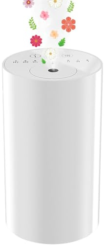 Wasserloser Diffusor für ätherische Öle für Vernebler für ätherische Öle, batteriebetrieben, 1/2/3 Stunden/Dauermodus, 3 Zerstäubungsstufen, geeignet für Zuhause, Zimmer, Auto, Büro (White)