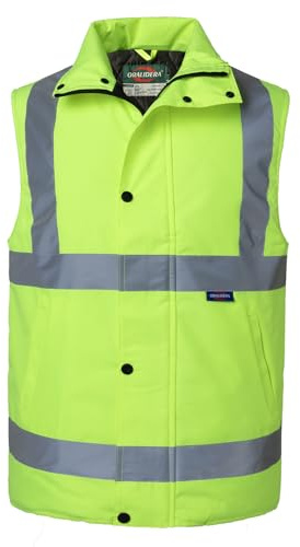 Oralidera Chaleco Acolchado de Seguridad para Hombre Invierno Cálido Chaleco Reflectante de Trabajo Alta visibilidad Chaqueta de Seguridad Sin Mangas, Verde, XXL