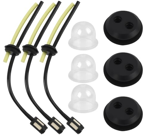 3 Stück Benzinschlauch Dichtung, Universal Benzinfilter Kit, 3-teiliges Set für Rasenmäher, Motorsense, Rasentrimmer. Benzinfilter, Dichtung, Primer Bulb, passend für 18 mm Tanköffnung