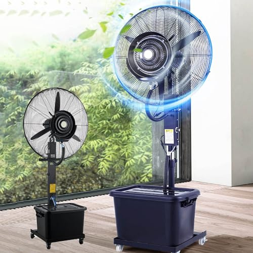 Ventilador nebulizador 320/380W diluvio Ø65/75 cm Ventiladores de pedestal con Agua pulverizada depósito 42 litros pulverizador vaporizador Para Garaje Fábrica Taller Gimnasio Y Jardín(30in/750mm)