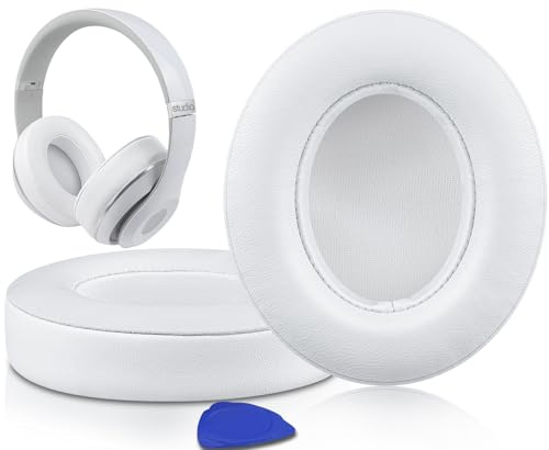 SoloWIT Lambskin Replacement Ear Pads Cushions for Beats Studio 2 & Studio 3 Wired & Wireless Headphones, Earpads with Noise Isolation Memory Foam, Added Thickness - White