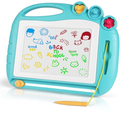 OFFCUP Magnetische Maltafel Kinder Zaubertafel ab 3 Jahr Bunt Magnetische Zeichenbrett Lernspielzeug mit 3 Form Stempel Spielzeug Geschenk für Kinder ab 3 Jahre Mädchen Jungen -Grün