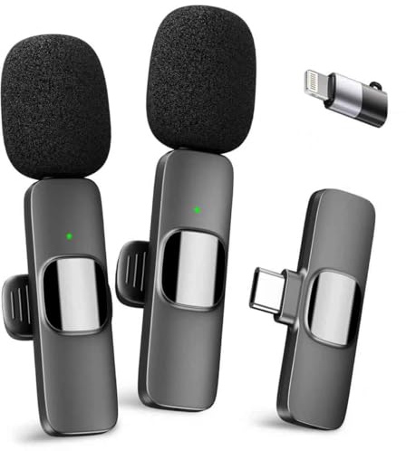 YRF Mikrofon für iPhone Android Handy, Kabelloses Lavalier Mikrofon, Plug&Play mini mikrofon 2,4GHz, USB-C&Lightning, Clip Mikrofon für Videoaufnahmen, TikTok, Vlogging, Interviews&Online-Unterricht