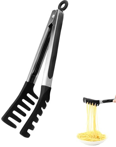 Pinza da Cucina 23 cm in Silicone Resistente al Calore, con Testine Antiscivolo e Sistema di Bloccaggio - Ideale per Pasta, Barbecue, Insalate
