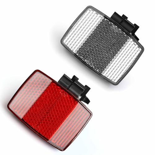 VICDUEKG 2 Pcs Bike Front and Rear Reflectors, Bicycle Wheel Spoke Reflectors Kit, Mountain Bike Safety Warning Reflectors Accessories for Handlebar and Seatpost, Night Riding