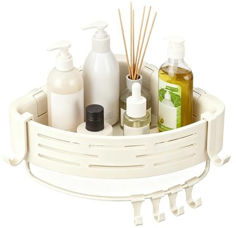 Gwtdtoad Étagères De Douche D'Angle,Ventouse Avec Crochets Pour Barre - Organisateur De Rangement Pour Étagère De Coin,Pour Organisation De Savon Shampooing Gel Éponge Chiffons Dans Cuisine Et