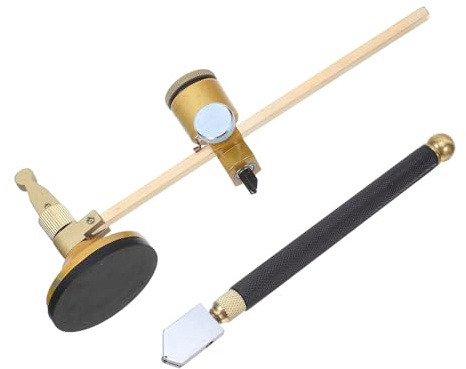 Gogogmee Taglierina Vetro Circolare Portatile con Penna Incisione e Regolazione Compasso Strumento Precisione con Ventosa per Taglio Versatile e Stabile