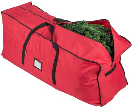Hardys 7ft Christmas Tree Storage Bags - Xmas Tree Storage - Zip-Fastener, Handles, Waterproof Fabric - Christmas Decorations, Lights, Wrapping Paper - Stores 120cm Sections (Red)