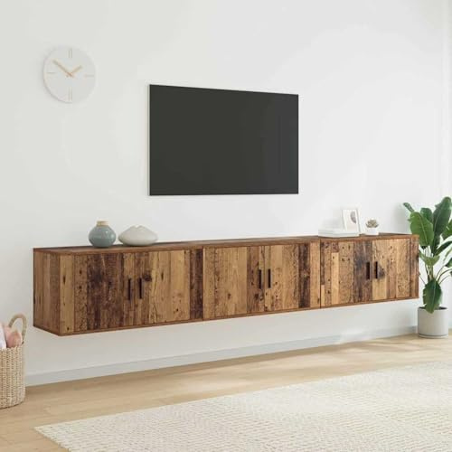 Gecheer Wand-TV-Schrank Set 3 pcs Altholz 80 x 34,5 x 40 cm, Moderne Wohnzimmerset Schrankwand Wohnwand für Wohnzimmer Büro Loft-Wohnungen3415565