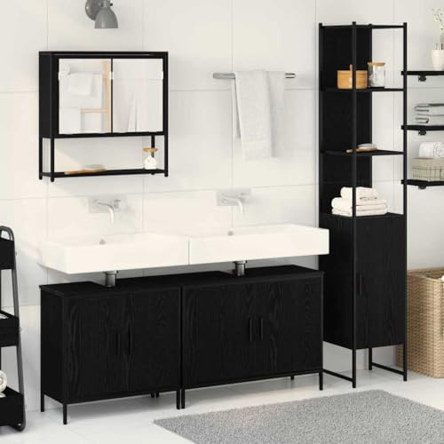 EMYRLXQW Möbelset – badrumsmöbler set – badrumsmöbler set med dörr 4 st svart 33 x 33 x 185,5 cm