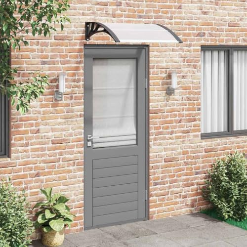 Owoxanthellate Marquesina para puerta de 80 x 75 cm, color negro, transparente, de policarbonato resistente a la intemperie, con ABS y aluminio, para la entrada de casa, balcón y terraza, diseño