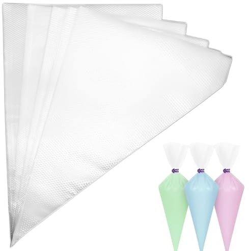 AEKZOX 100 unidades mangas pasteleras profesionales desechables, manga pastelera decoración, ideal para decoración pastel, tartas y galletas, kit glaseado para repostería casera (30×20cm)
