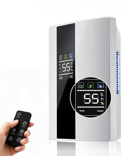 Deshumidificador,2 en 1 Deshumidificador y Purificador de Aire,Silencioso, Temporizador, Spagado Automático, Pantalla Digital, Control Remoto,para Dormitorios, Apto Hasta 30㎡
