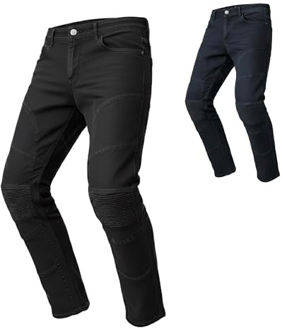 STORM Jeans Moto Uomo e Donna con Protezioni CE, Pantaloni Biker in Denim con Kevlar, Taglio Unisex Elasticizzato