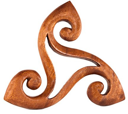 Windalf Celtic Irish Wand Deko Triskele 19 cm Skandinavisches Wandrelief Nordischer Holz-Dekor Keltische Triskele Celtic Wood-Art Handarbeit