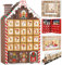 BRUBAKER Calendario de Adviento de Madera Reutilizable para Rellenar - Casa de Pan de Jengibre con iluminación LED - Calendario de Navidad DIY 26.2 x 45 x 5.5 cm