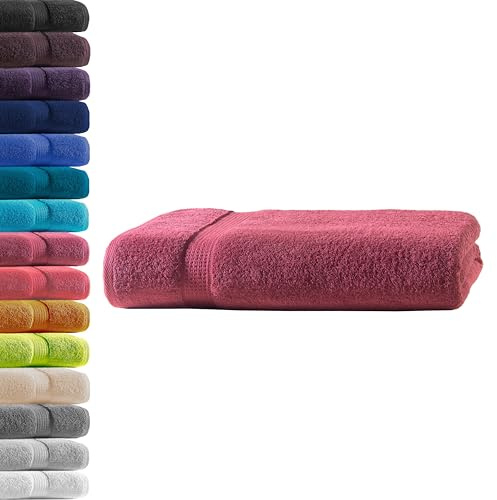 1x Badetuch | Bordeaux | 100% Baumwolle Frottier | Oeko-TEX® Standard 100 | Premium Qualität 500 g/m²