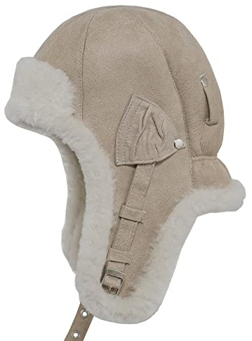 Sterkowski Bomber Aviatormütze | Hochwertige Lamfell Wintermütze | Trappermütze für Herren und Damen