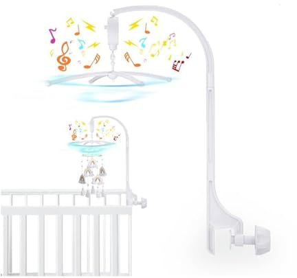 Locisne Soporte para cama de bebé Cuna Cuna Brazo móvil con caja de música mecánica y soporte extendido Soporte Tuerca Tornillo Cama sin juguetes para Baby Girl & Boy