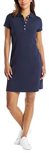 Nautica Damen Einfaches Klassisches Polokleid mit Kurzen Ärmeln, Stretch-Baumwolle Lässiges Kleid, Marineblau, XX-Large