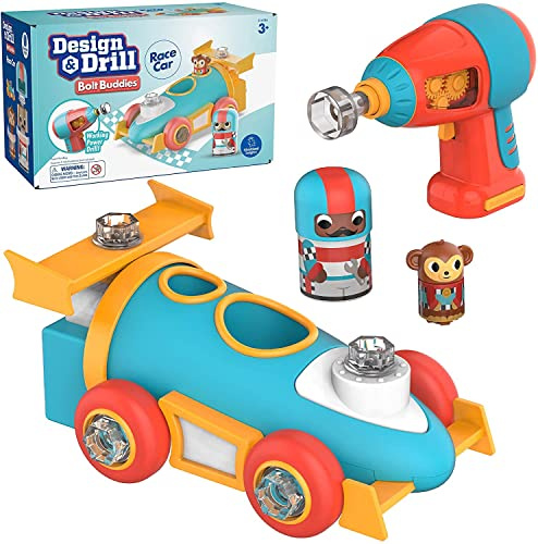 Learning Resources Design u. Drill Schrauberkumpel – Rennwagen, Konstruktionsspielzeug für die Feinmotorik