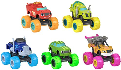 Fisher-Price Blaze and The Monster Machines Neon Wheels 5 Pack, Set of Push Along Die-Cast Monster Truck Vehicles for Preschool Kids