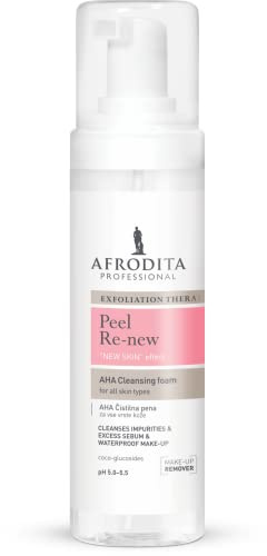 Afrodita Professional PEEL RE-NEW Reinigungsschaum | 200ml | Zur Entfernung von Make-up, Augen-Make-up | Dabei bewahrt er den natürlichen pH-Wert der Haut | Für alle empfindlichen Hauttypen