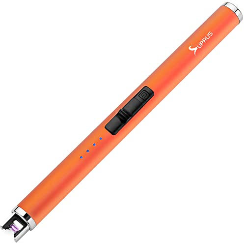 SUPRUS Lichtbogen Feuerzeug Elektronisch Feuerzeug Stabfeuerzeug Triple-SICHERHEITS USB Aufladbares Plasma (Orange)