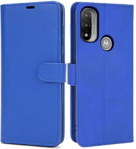 AMAZE!UK For Motorola Moto E20 / Moto E30 / Moto E40 Phone Case, Leather Flip Wallet Magnetic Closure Protective Book Cover (Blue)