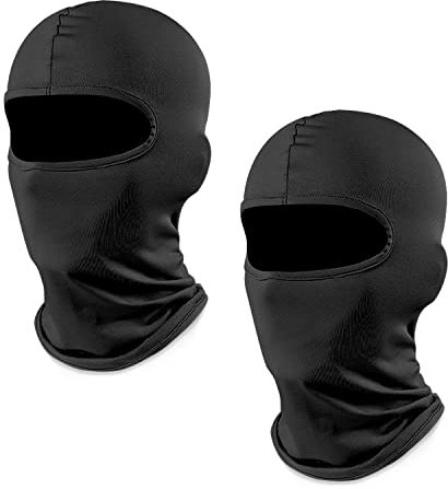 QEEQPF 2er-Pack Winddichte Maske, Sturmhaube, Winddichte Motorradmaske, atmungsaktive Maske, Sportzubehör, Unisex, gelten Outdoor-Aktivitäten, Radfahren, UV-Schutz (Schwarz)
