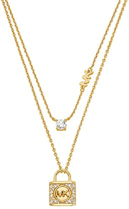Michael Kors - Mehrsträngige Premium-Kors-MK-Halskette aus goldfarbenem Sterlingsilber für Damen, MKC1630AN710