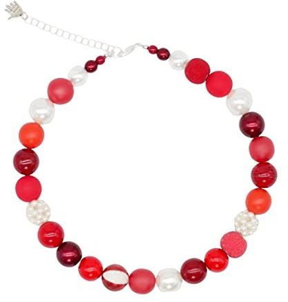 Feliss Perlenkette Halskette Damen Handmade 45 cm Statement Kette Rot | Ketten aus Perlen Choker Halsband aesthetic Necklace Schmuck Beads Perlenkette für Frauen