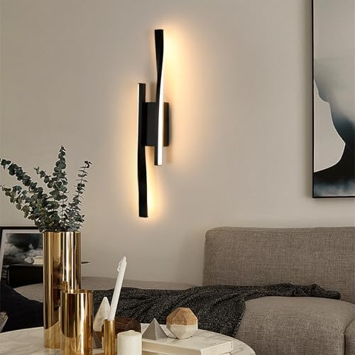 Comely LED Wandleuchte Innen,16W 2500LM Schwarz Wandlampe Warmweißes Licht