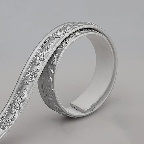 Guest Ruyunlai Bordüre selbstklebend 3-Silber 3.1 x 500 cm zum Aufkleben für Wohnzimmer Küche Badezimmer Tapetenrahmen Abnehmbare Wasserdicht Bodenleiste Verdicken PVC Dekorative Bordüre