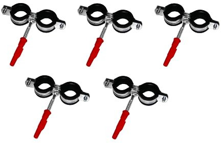 5 x Doppel Rohrschelle 3/8” 10mm Schlauchschellen Rohrschellen Set Schraubrohrschelle mit Dübel Stockschraube Rohrhalterung