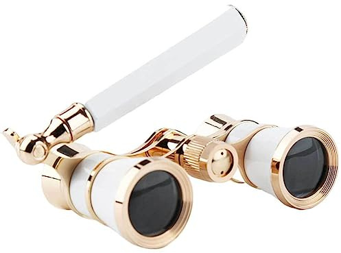 Ailan Vintage Opernbrille Optisches Fernglas Objektiv Theater Metallkörper Kette Teleskop Zarte Mehrzweck Rostbeständige Frauen, Weiss, Handhaben