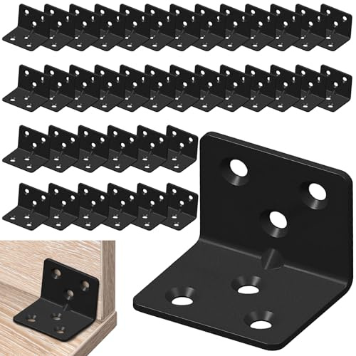 40 Stücke Edelstahl Winkelverbinder, 90° Metallwinkel Schwerlastwinkel 38x 30x 30mm, Schwarz Winkel L Klammern Eckwinkel Winkelverbinder ideal für zum Befestigen und Reparieren von Möbeln