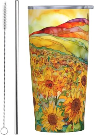 Vasos personalizados, tazas de acero inoxidable personalizadas de 20 onzas, taza de café de viaje aislada con tapa y botella de agua con pajilla, regalo personalizado para familiares y amigos, campo