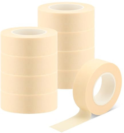 PEAKTOP 9 Rollen Beige Abklebeband, 22mmx20m Klebeband Maler, 80℃ Hitzebeständigkeit Kreppband Malerband, Vielseitiges Kreppklebeband Crepe Band für Skulptur Malerei Maskierung DIY Handwerk