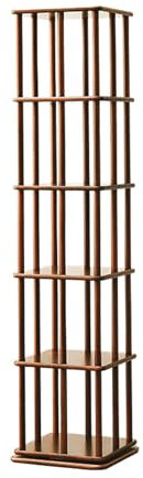 Drehbares Bücherregal, 360-Grad-Display, 3/4/5/6 Etagen, Buche, Massivholz, rotierendes Bücherregal, Turm, Holz, stapelbarer Bücherregal-Organizer, Vitrine für Büro, Zuhause, Wohnzimmer, Arbeitszimmer