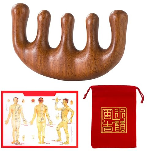 1 Piece of Sandalwood Scalp Massager, made of sandalwood with massage comb, Sandalwood Gua Sha massage comb, scalp massage wooden tool, suitable for women and men.