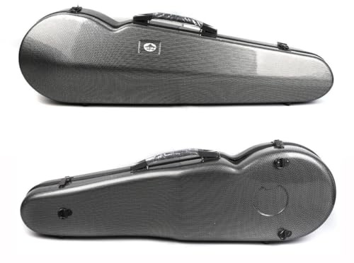 YoungMonic Estuche de violín de tamaño completo 4/4, a rayas de fibra de carbono, caja de violín cepillada a rayas, ligera, colorida, fácil de transportar (rayas negras), funda 15 MN