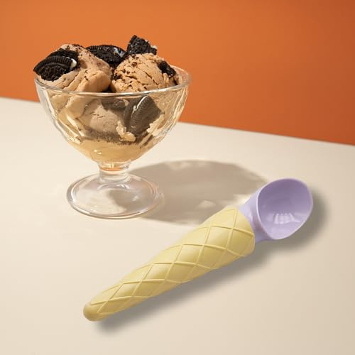 Cuchara para helado, dosificador profesional con simpática empuñadura antideslizante en forma de cono, cuchara para bolas lavable en lavavajillas – Ice Cream Scoop (MOD 4)