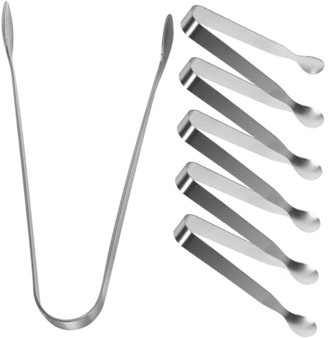 BELLIFFY 6 Pièces Lot De Mini Pinces Acier Inoxydable Pour Sucre Et Glace Pinces Décoratives Apéritif Multifonctions Portables Pour Buffet Fête Et Bar