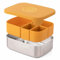 eco rascals Stainless Steel Bento Lunch Box 1600ml - Leakproof Lunch Box for Work and School, Cute Lunch Box With Divided Sections, 4 Removable Compartment Food Container, BPA Free (Mustard)