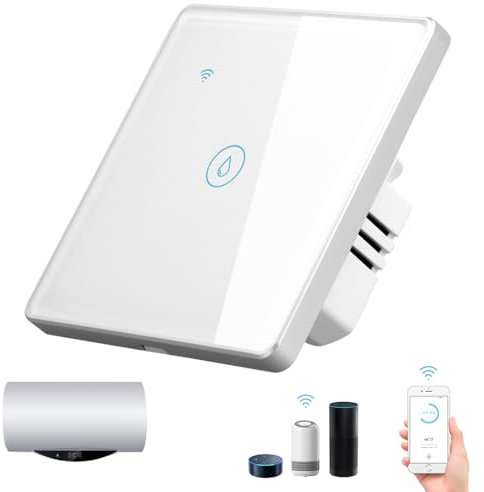 Smart Immersion Heater Timer, 40A 8000W WiFi Smart Switch with Timer, Smart Touch Boiler Timer Switch Works with Amazon Alexa & Google Assistant (White)