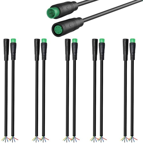 VISSQH Julet - 5 paia di cavi di prolunga impermeabili a 5 poli per bici elettriche, connettore cavo femmina e maschio, per luce bicicletta elettrica, 20 cm