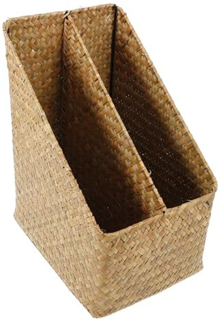 Generisch Aus Stroh Zeitungsständer Aus Rattan Teebeutel-organizer-korb Geteilter Zeitschriftenkorb Geflochtener Aufbewahrungskorb Vintage Zeitschriftenhalter Korb Für Buch