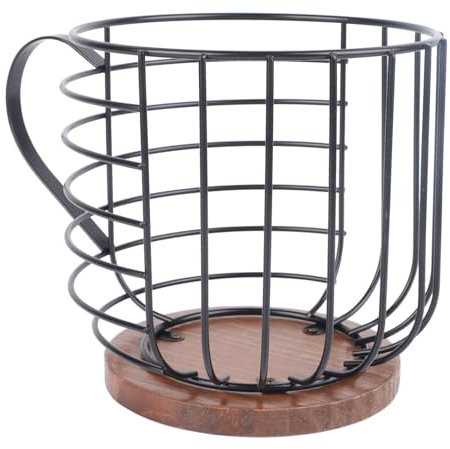 Fdit Cestello Porta Capsule di caffè di Grande capacità, a Forma di Tazza, Supporto in Ferro e Legno di Pino per Bancone Bar