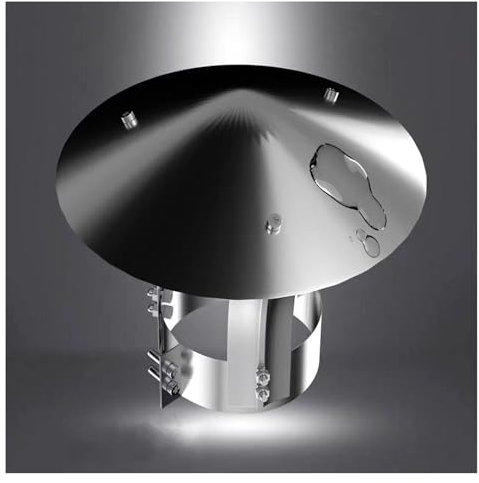 GUIXAN Schornsteinhaube, Schornsteinkappe, runde Schornsteinkappe fürs Dach, Schornsteinhaube aus Edelstahl, Schornsteinkappe mit kegelförmiger Oberseite, Entlüftung aus verzinktem Stahl,